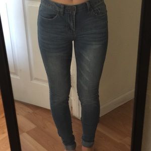 Classic medium-washed skinny jeans